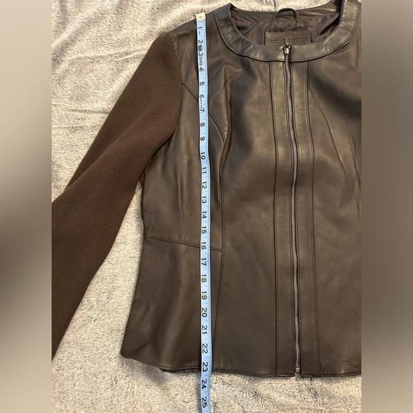 NWOT Chocolate Brown Genuine Leather & Sweater Jacket size XL - Picture 6 of 13